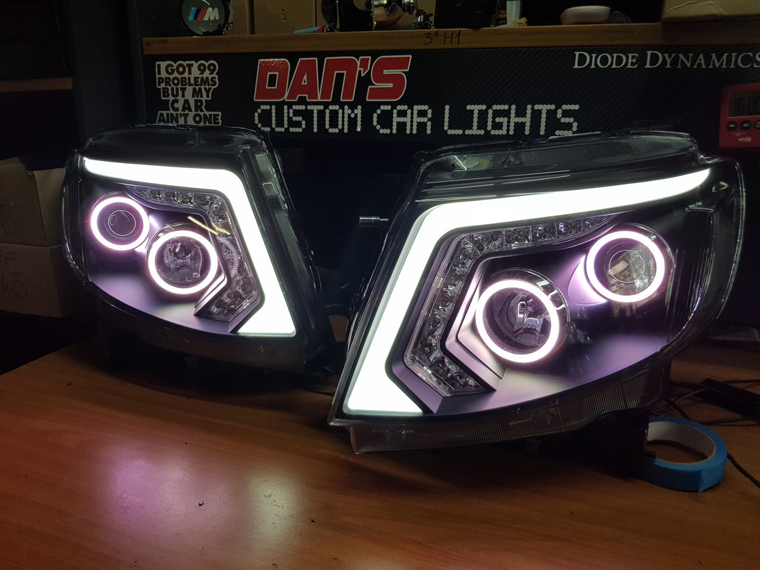 Ford Ranger PX MK1 2012-2015 Headlights with Multicolored Halo Rings
