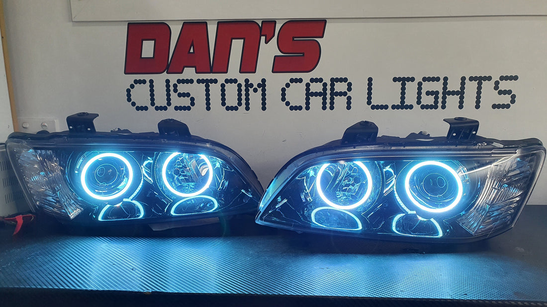 Holden VE Commodore S1 Projector Headlights with Multicoloured Halo Rings