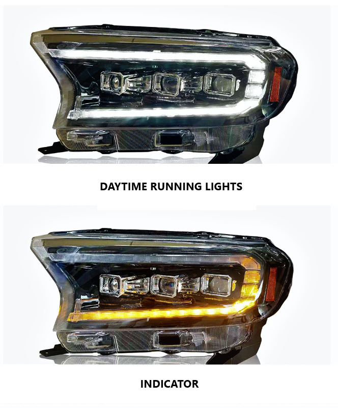 Ford Ranger Triple Beam Projector LED DRL and Sequential Indicator PX2 ...