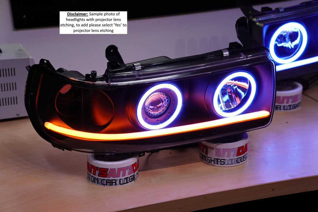 Toyota Landcruiser 80 series Headlights with Quad Multicoloured Halorings & DRLS