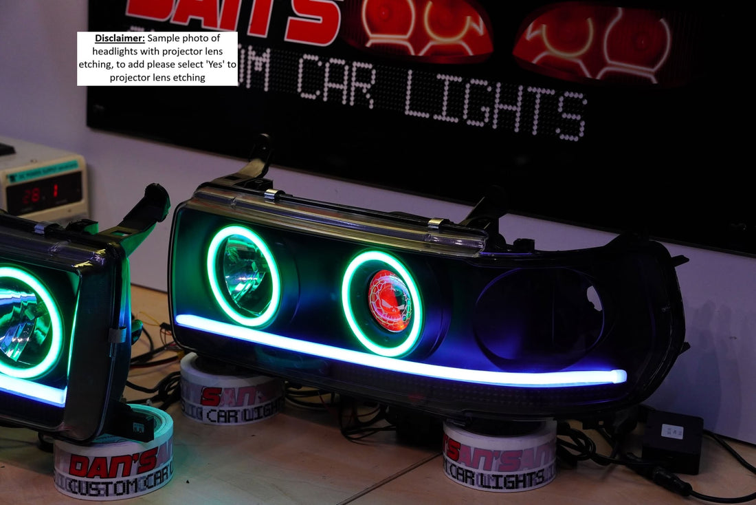 Toyota Landcruiser 80 series Headlights with Quad Multicoloured Halorings & DRLS