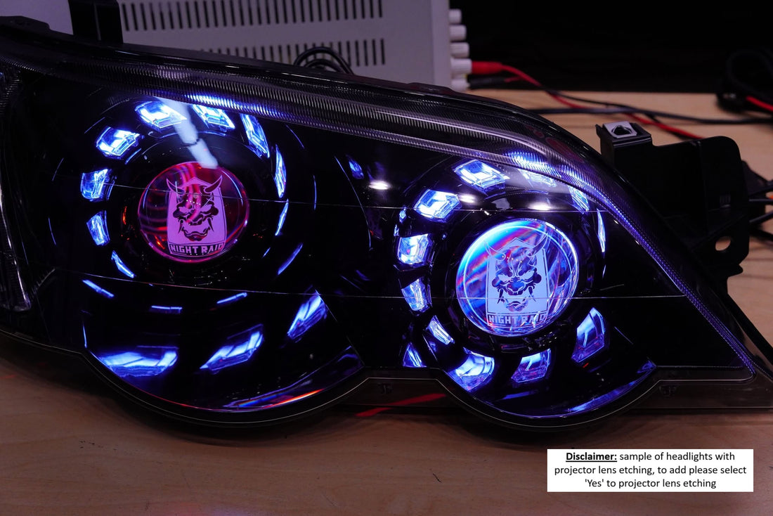 Ford Falcon BA XR6/XR8 Headlights with Projectors, RGB Halorings &Turbine Shroud