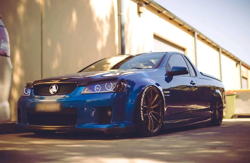 Holden VE Commodore S1/S2 DRL Style Headlights with Multicoloured Halo Rings and Demon Eyes