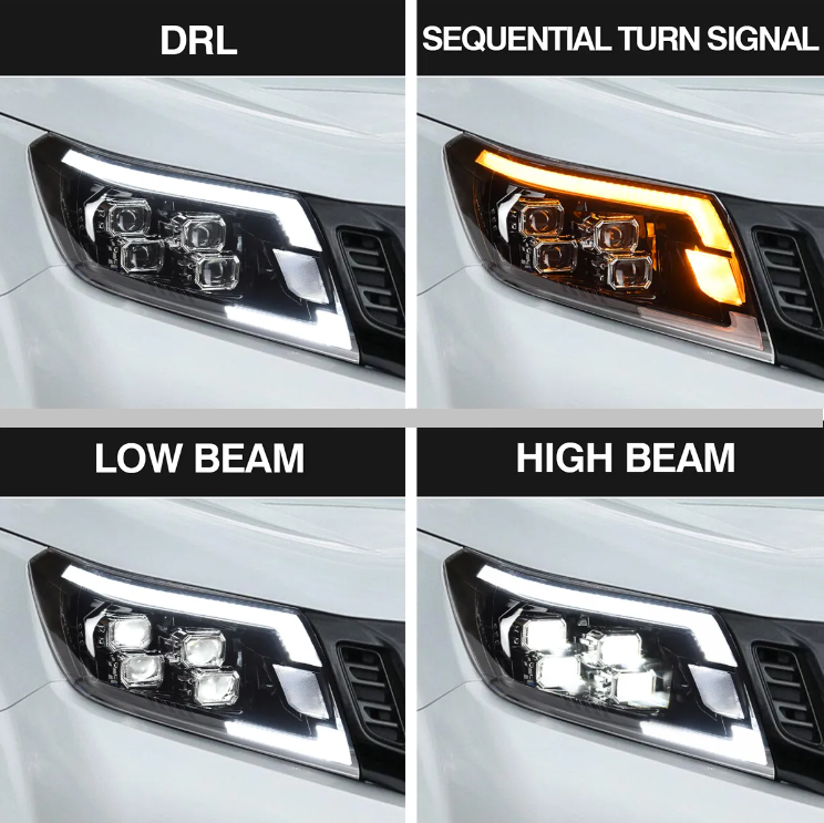 Nissan Navara D23 NP300 Ute Full LED Projector Headlights with Sequential Indicator DRL 4 BEAM