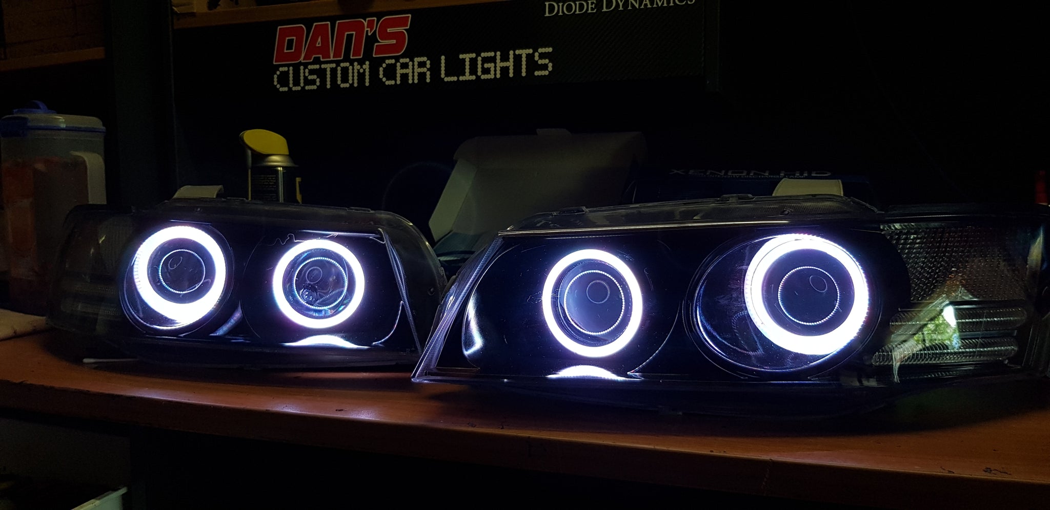 Holden VZ Commodore fitted with Quad Projectors and Multicolored Halo