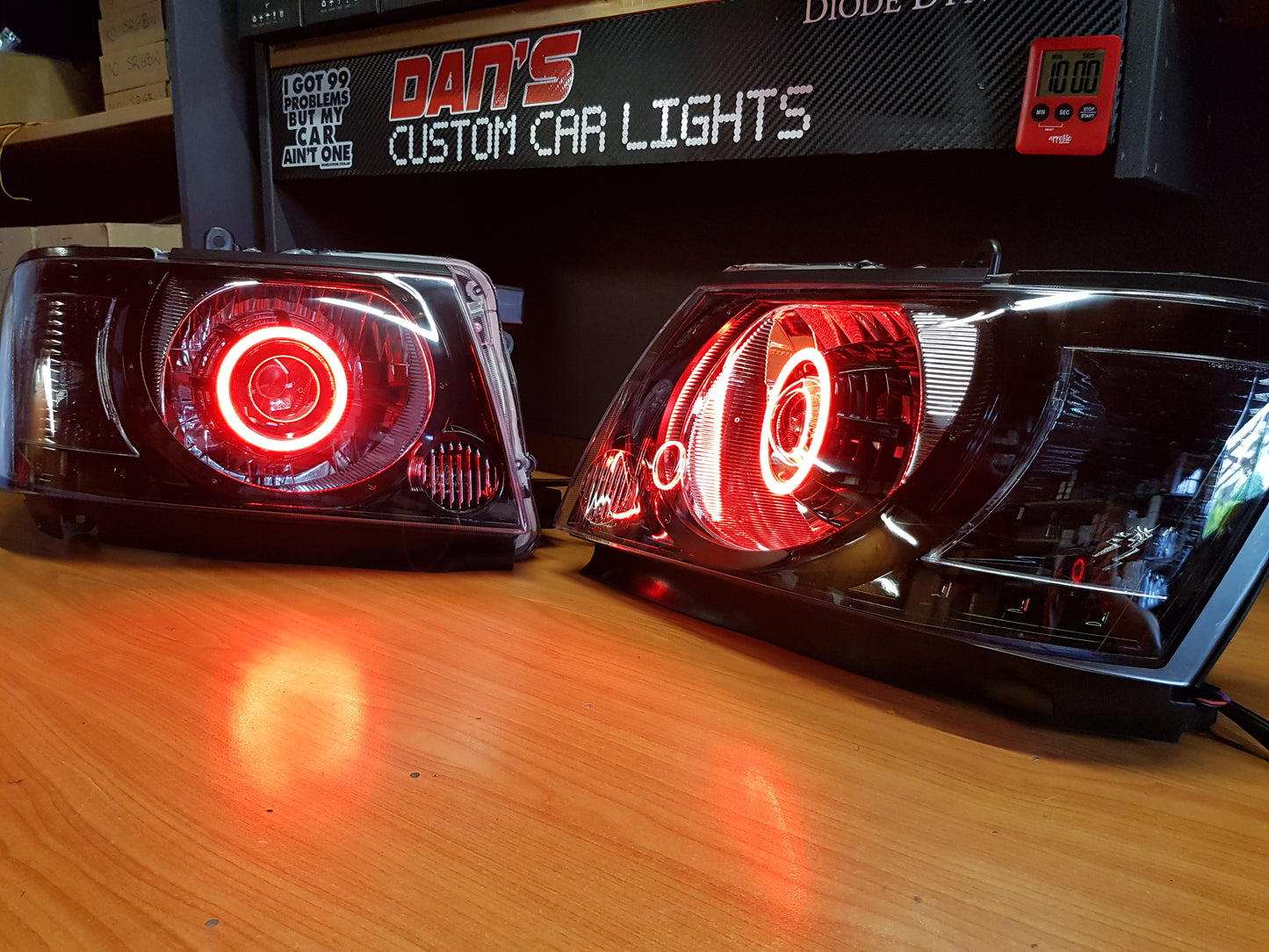 Nissan Patrol GU S4 Headlights with Multicoloured Halo Rings & Project