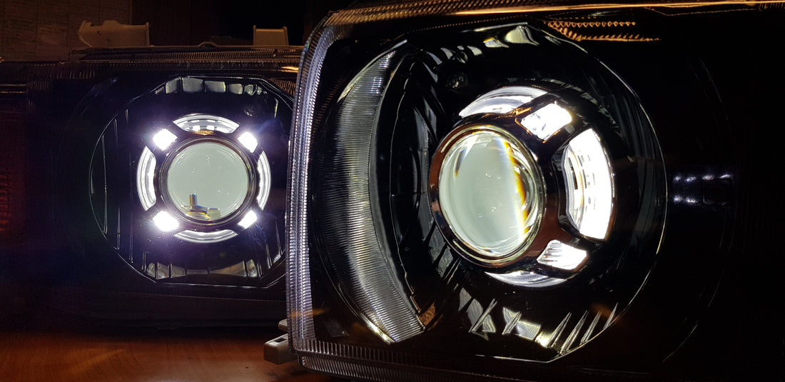 Toyota Landcruiser 76 77 78 and 79 series Headlights w/ Panamera Shrouds