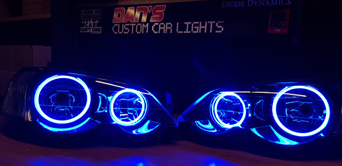 Ford Falcon BA/BF XR6 XR8 Headlights with Multicolored Halo Rings