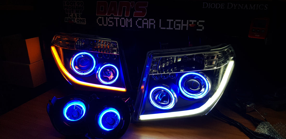 Nissan Navara D40 THAI Pathfinder with Quad Multicolored Halo Rings, DRL and Foglights