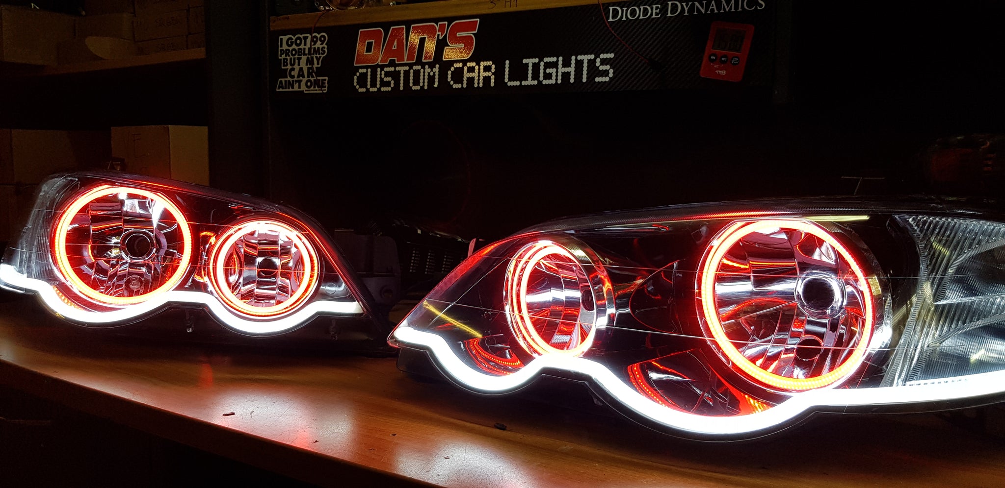 Ford Falcon BA/BF XR6 XR8 Headlights with Multicolored Halo Rings & Se Dan's Custom Car Lights
