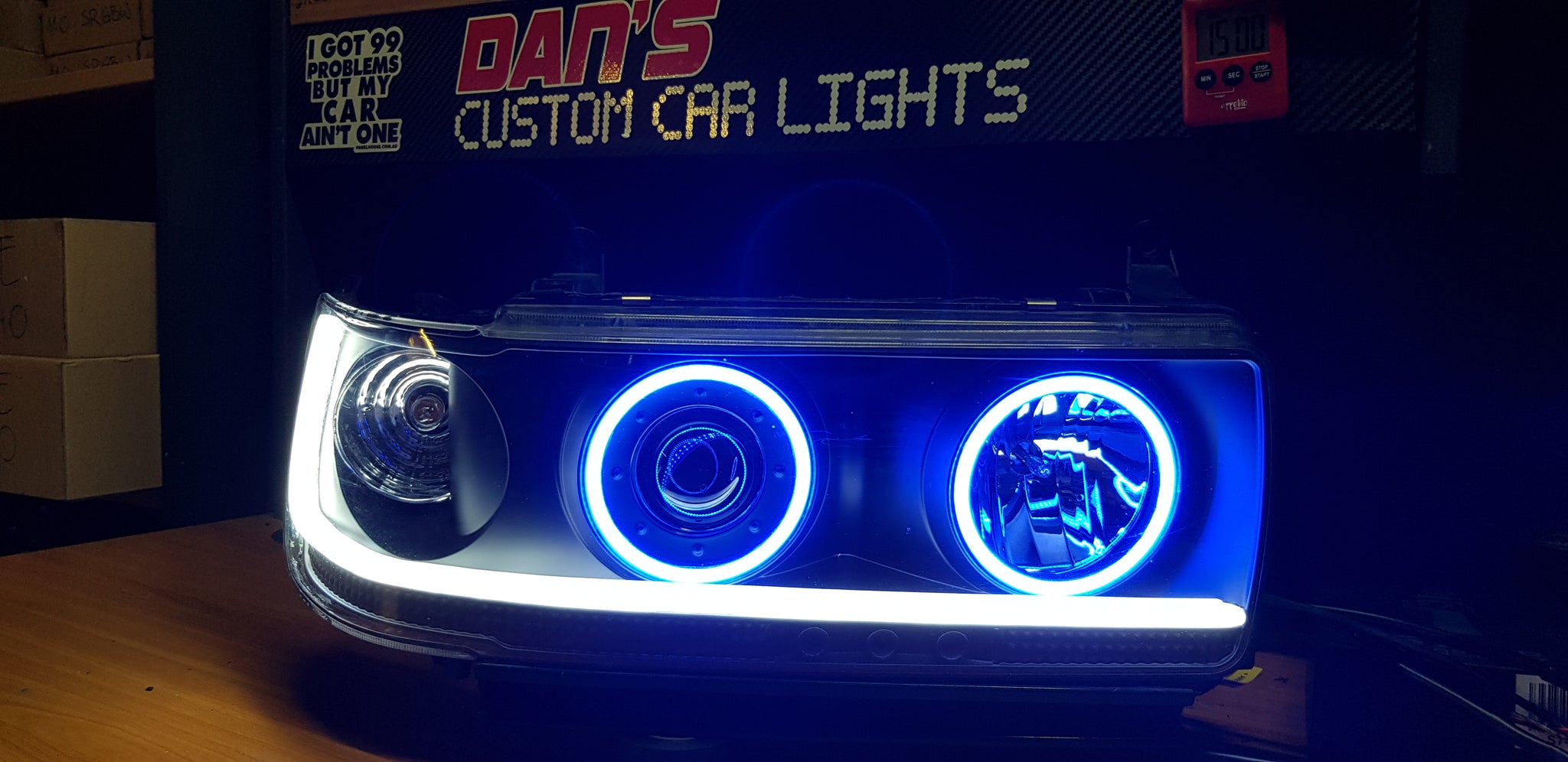 Toyota Landcruiser 80 series Headlights with Quad Multicoloured Halori Dan's Custom Car Lights