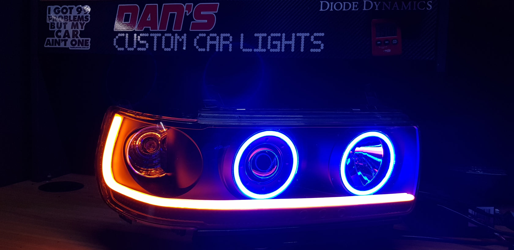 Toyota Landcruiser 80 series Headlights with Quad Multicoloured Halori Dan's Custom Car Lights