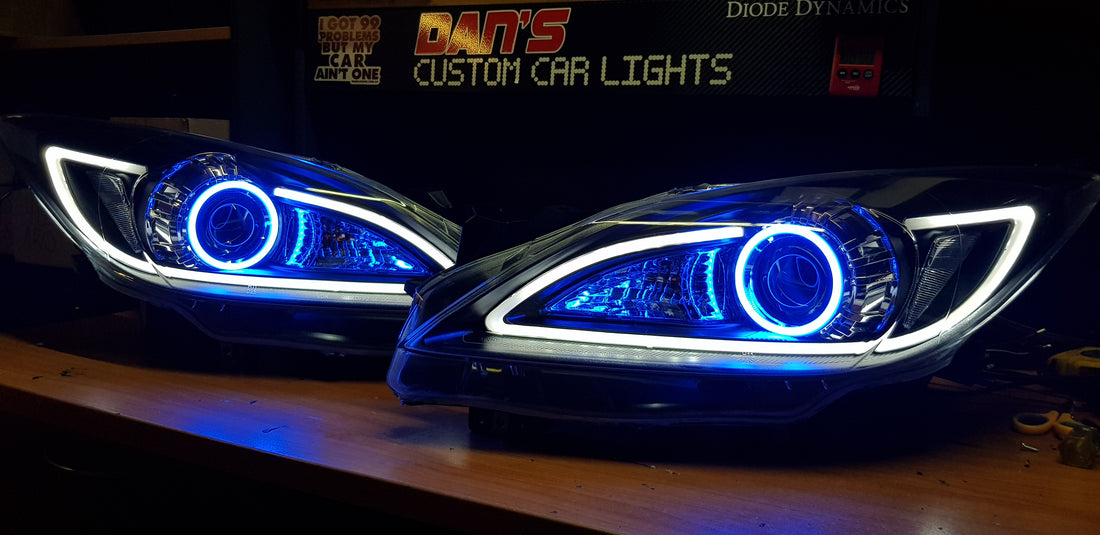 Mazda 3 BL 2009-2013 DRL Style Headlights with LED Multicoloured Halo Rings