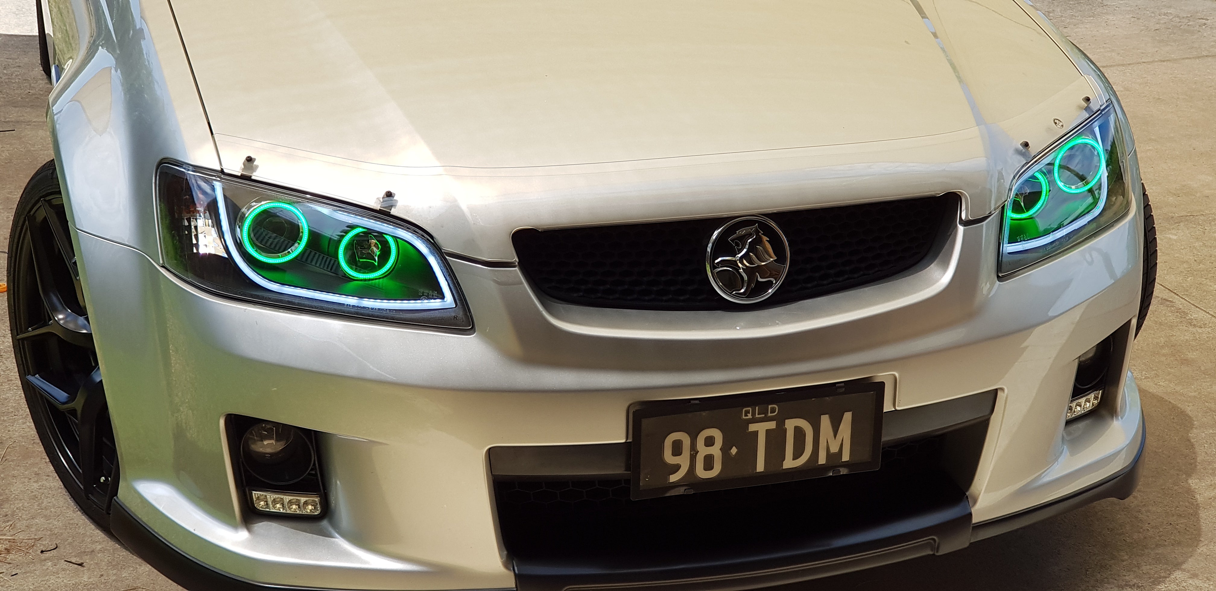 Holden VE Commodore S1/S2 DRL style Headlights with Multicoloured Halo