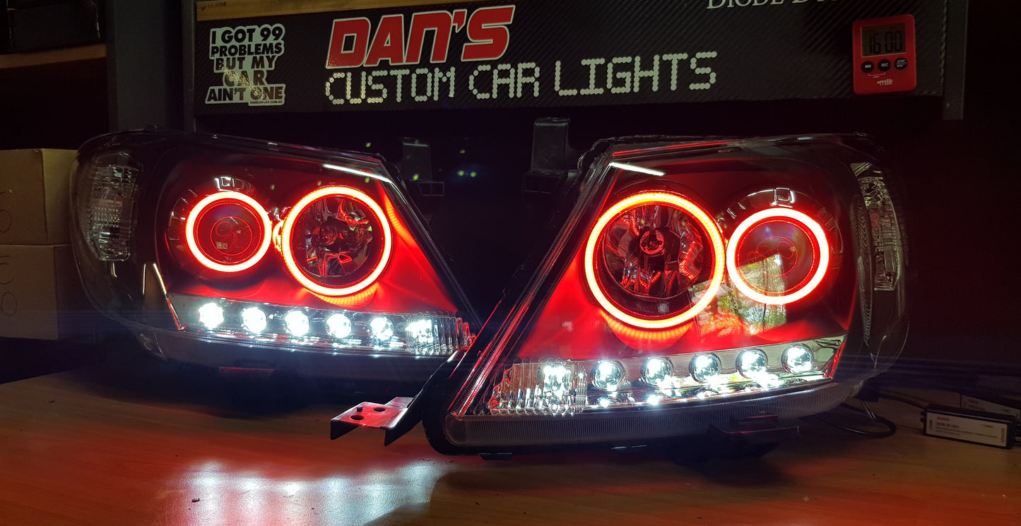 Toyota Hilux N70 200511 Clear Style DRL Headlights with Quad RGB Mult