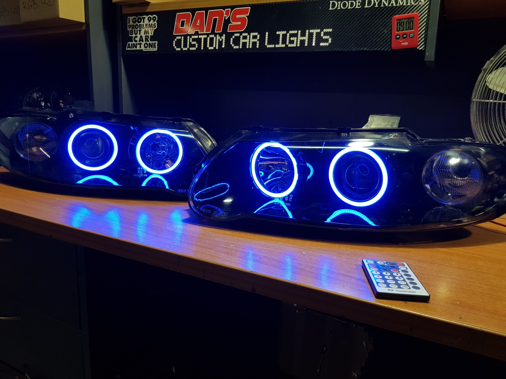 Holden VX VU Altezza Headlights with Multicolored Halo Rings Dan's