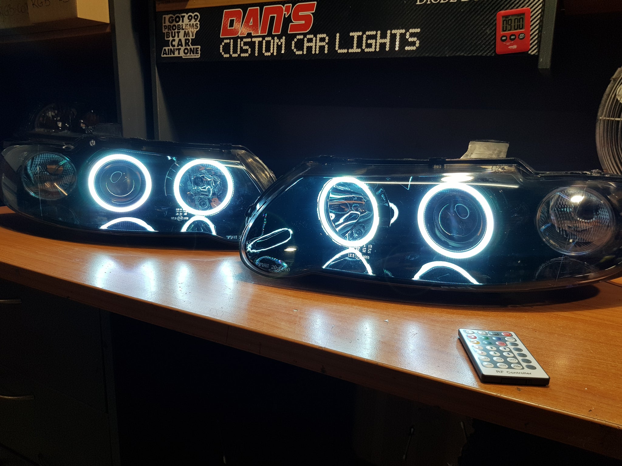 Holden VX VU Altezza Headlights with Multicolored Halo Rings Dan's