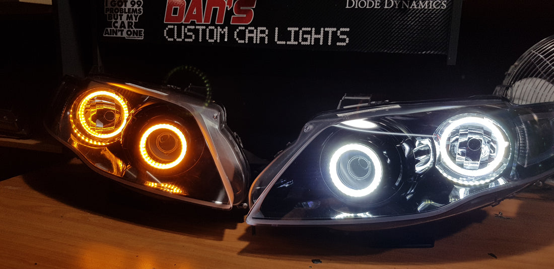 Ford Falcon FG G6 G6E XT MK1/MK2 Headlights with Switchback Halo Rings