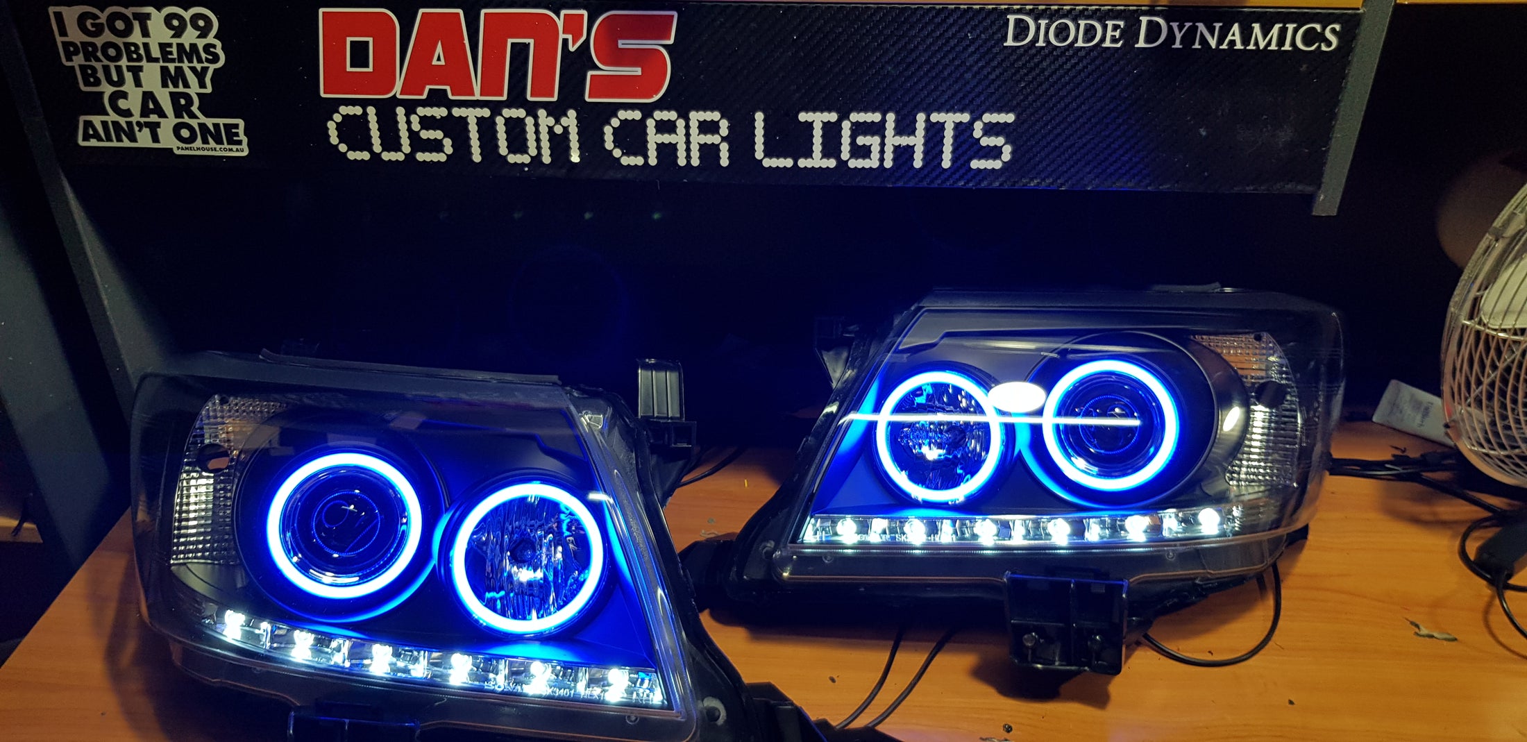 Toyota Hilux N70 20112015 DRL Headlights w/ Quad Multicolored Halo Ri Dan's Custom Car Lights