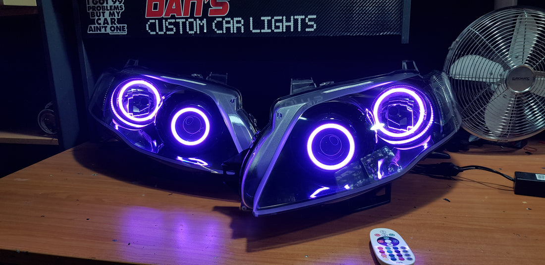 Ford Falcon FG MK2 G6E FPV XT Headlights with RGB Halo Rings