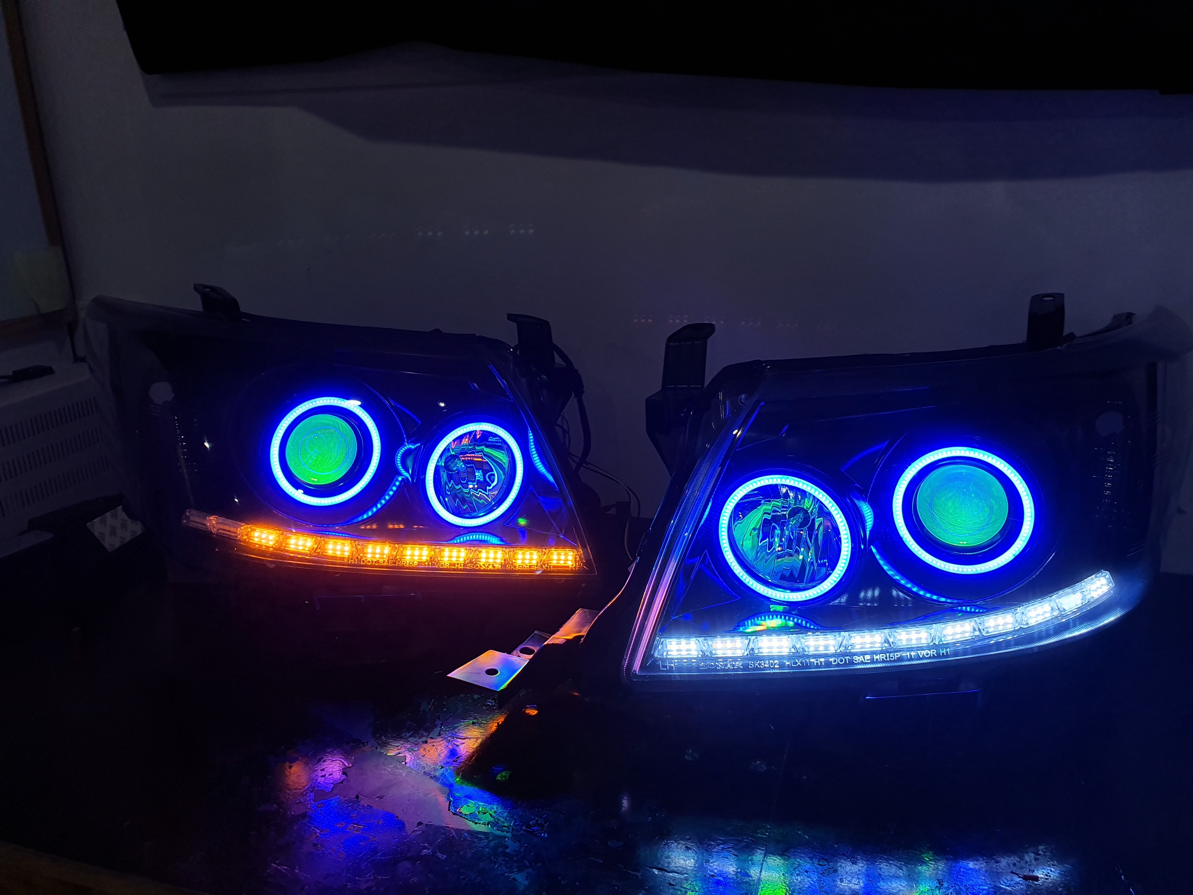 Toyota Hilux 201115 DRL Headlights with Multicoloured halorings and D