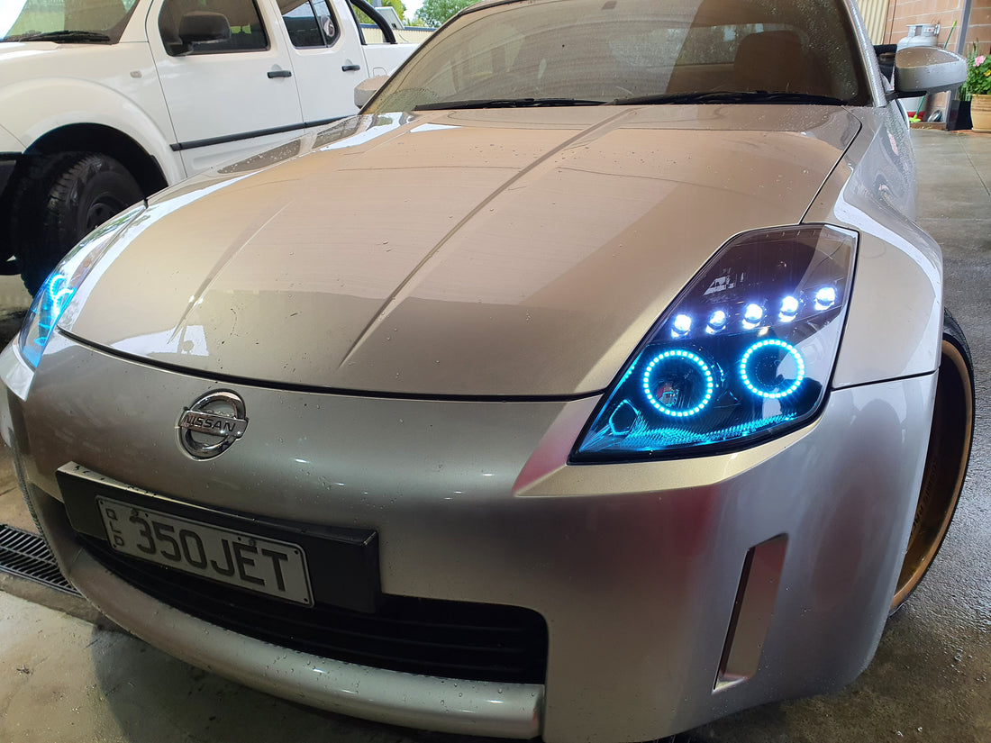 NISSAN Z33 350Z 03-05 SERIES 1 Headlights with Multicoloured Halo Rings