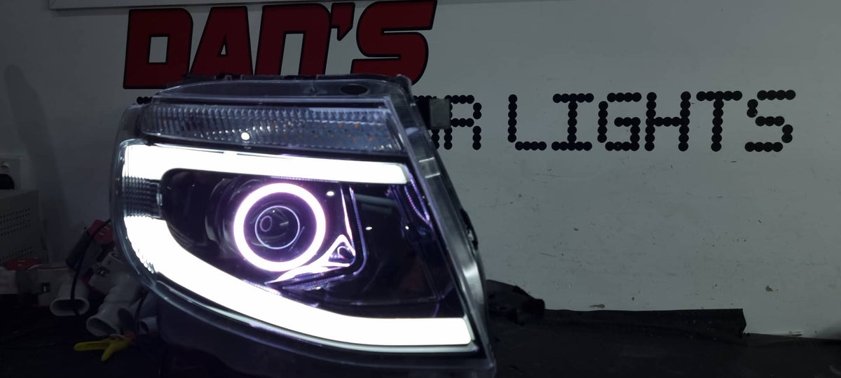 Ford Ranger PX1 DRL Style Headlights with Multicoloured Halo Rings ...