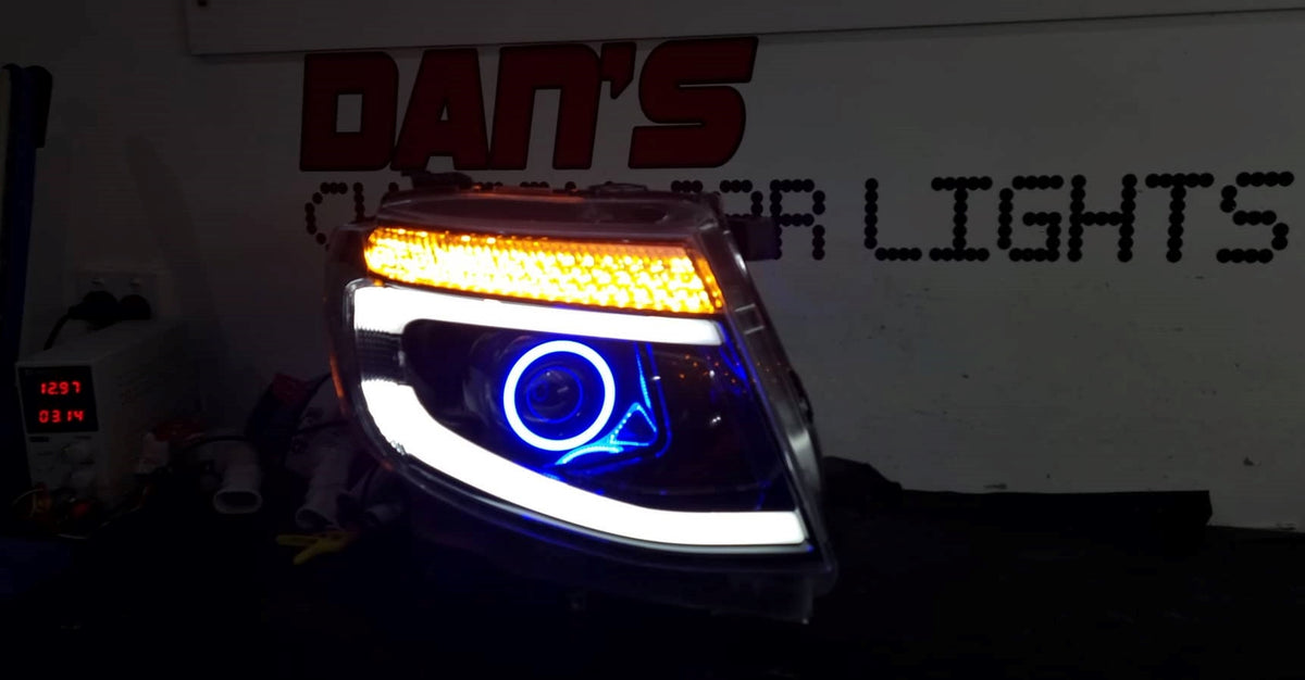 Ford Ranger PX1 DRL Style Headlights with Multicoloured Halo Rings ...