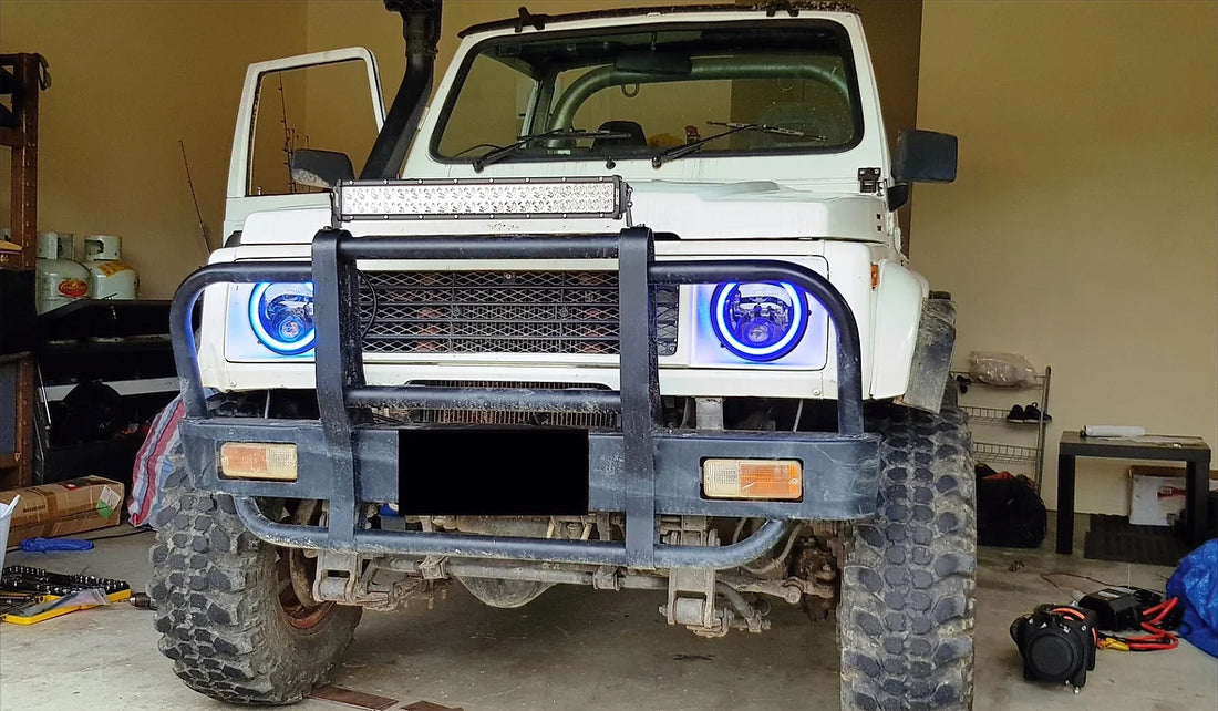 7" RGB LED Halo Rings Headlights App Controlled