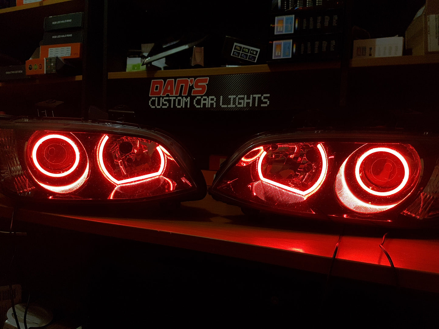 Holden VE Commodore S2 Projector Style Headlights with Quad RGB Halo R