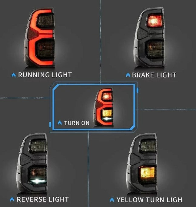 CTE LED Smoked Black Rear Tail Lights For Toyota Hilux N80 SR5 SR Dual Cab 2015-2023