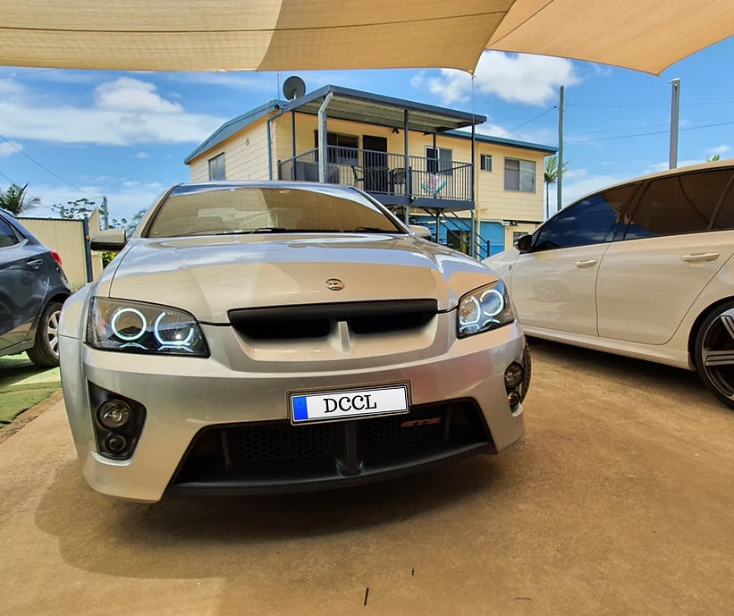 Holden VE Commodore S2 SSV Headlights with Quad "round and u" White/Amber Halos with Optical Cover