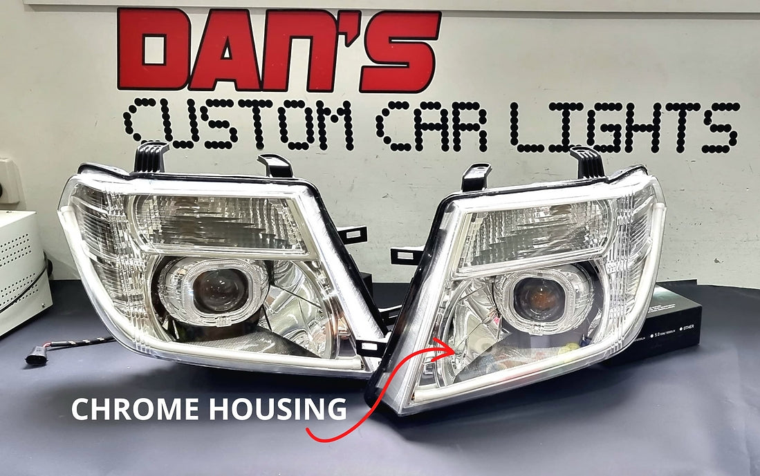 Nissan Navara D40 Spain Headlights with Halo Rings and Projectors OPTION TO ADD DRL