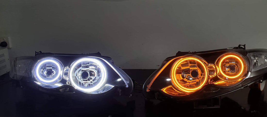 Ford Falcon FG XR6 MK1 Headlights with White/Amber Halo Rings - Dan's Custom Car Lights 